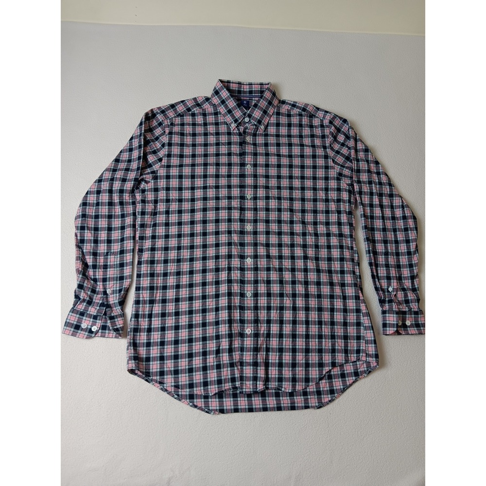 FootJoy 1857 Mens Large‎ Pink Navy Plaid Button Down Shirt Long Sleeve Cotton L